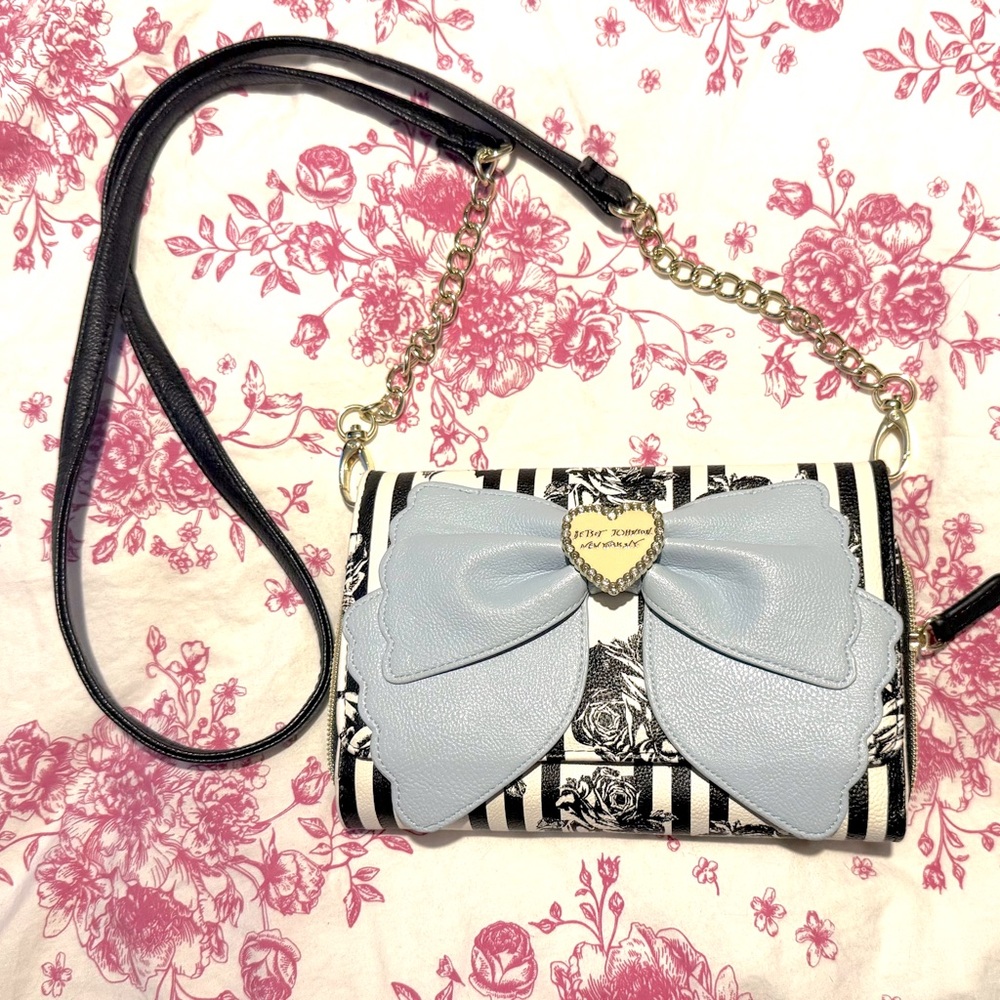 Betsey Johnson Chic Women's Bag with Blue Bow Accent